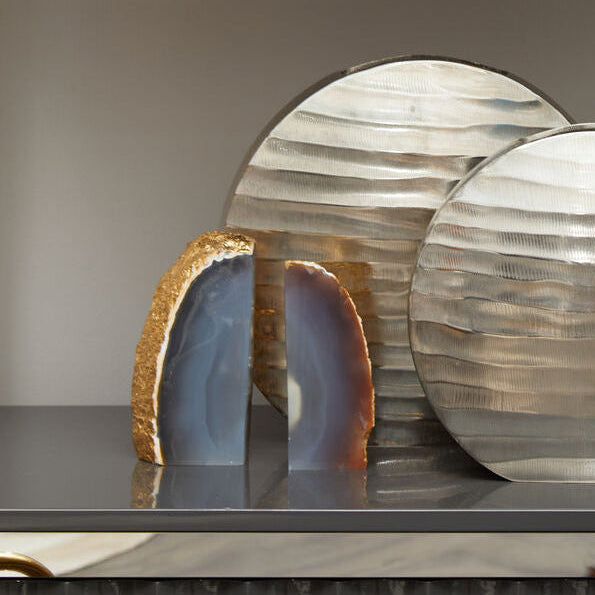 Grey and Gold Agate Bookends