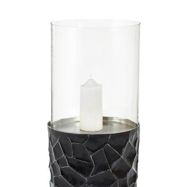 Black and Gold Large Floor Standing Hurricane Candle Holder