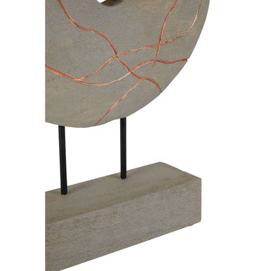 Round Wooden Sculpture with Copper Detail