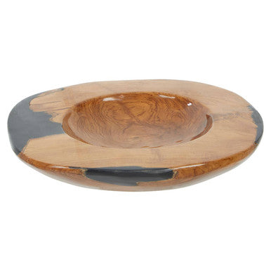 Teak Wood and Black Resin Bowl