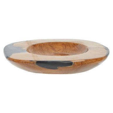 Teak Wood and Black Resin Bowl