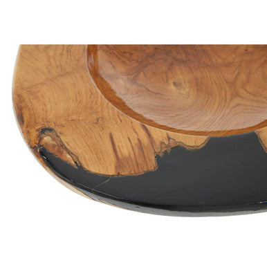 Teak Wood and Black Resin Bowl