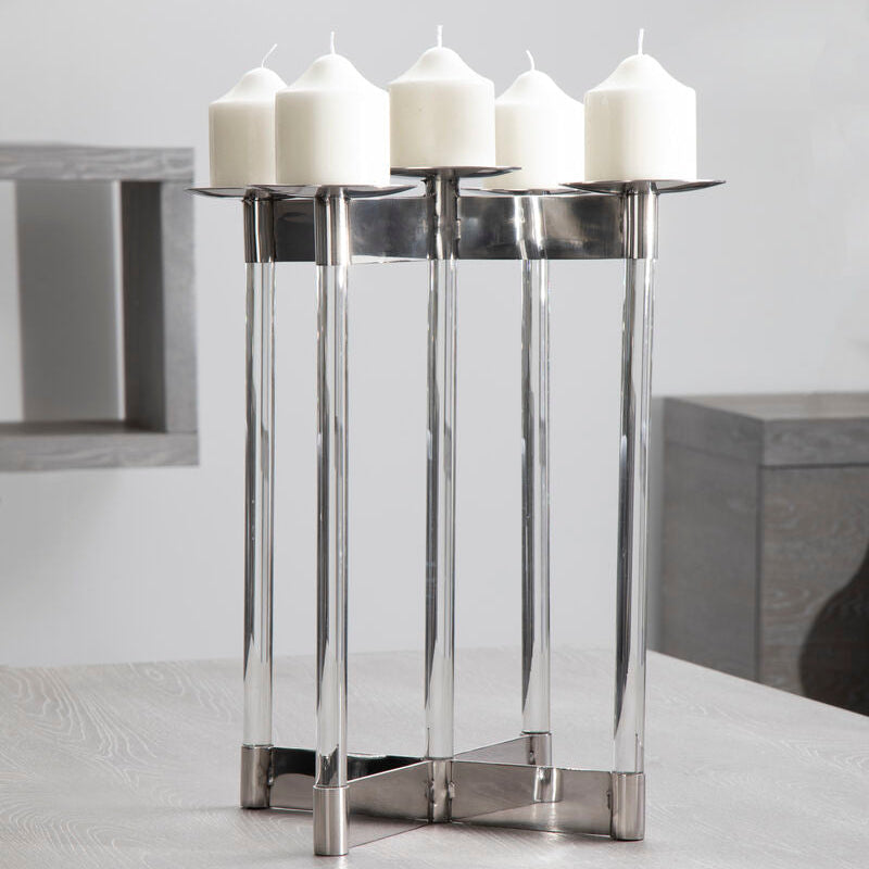 Silver Five Sconce Candelabra