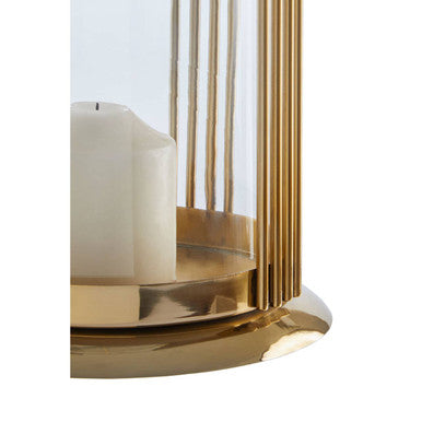 Small Gold Finish Lantern with Leather Handle