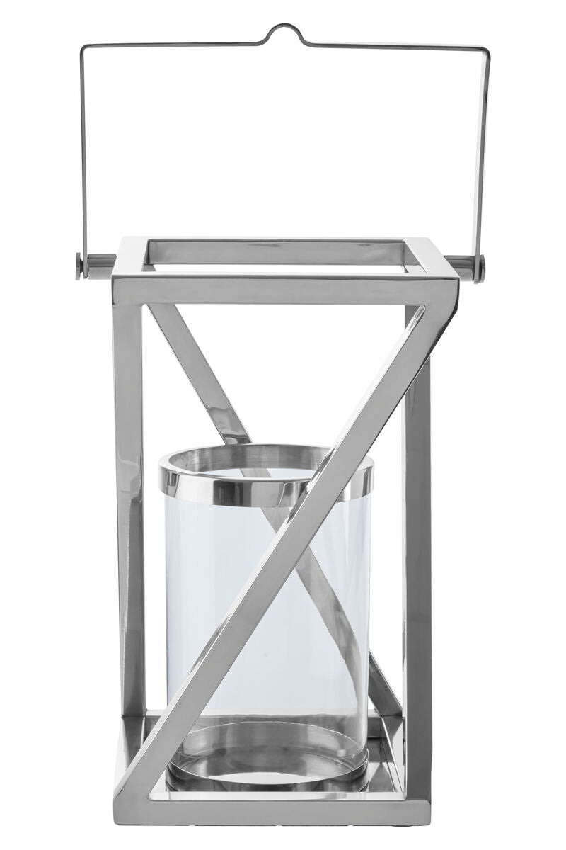 Large Silver Criss Cross Lantern
