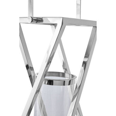 Large Silver Criss Cross Lantern