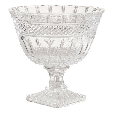 Footed Glass Fruit Bowl with Diamond Facet Detail