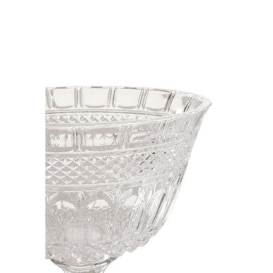 Footed Glass Fruit Bowl with Diamond Facet Detail