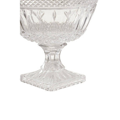 Footed Glass Fruit Bowl with Diamond Facet Detail