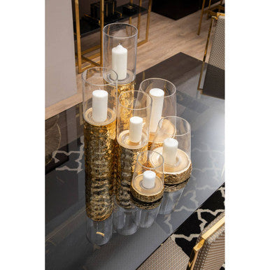 Small Gold Hurricane Candle Holder