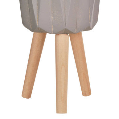 Small Greyt Faceted Planter on Wooden Legs