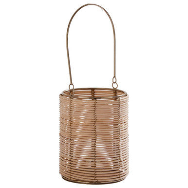 Small Hurricane Candle Holder with Gold Weave