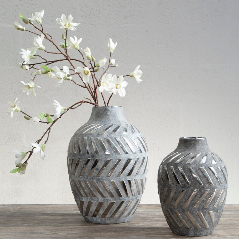 Grey and Silver Small Vase
