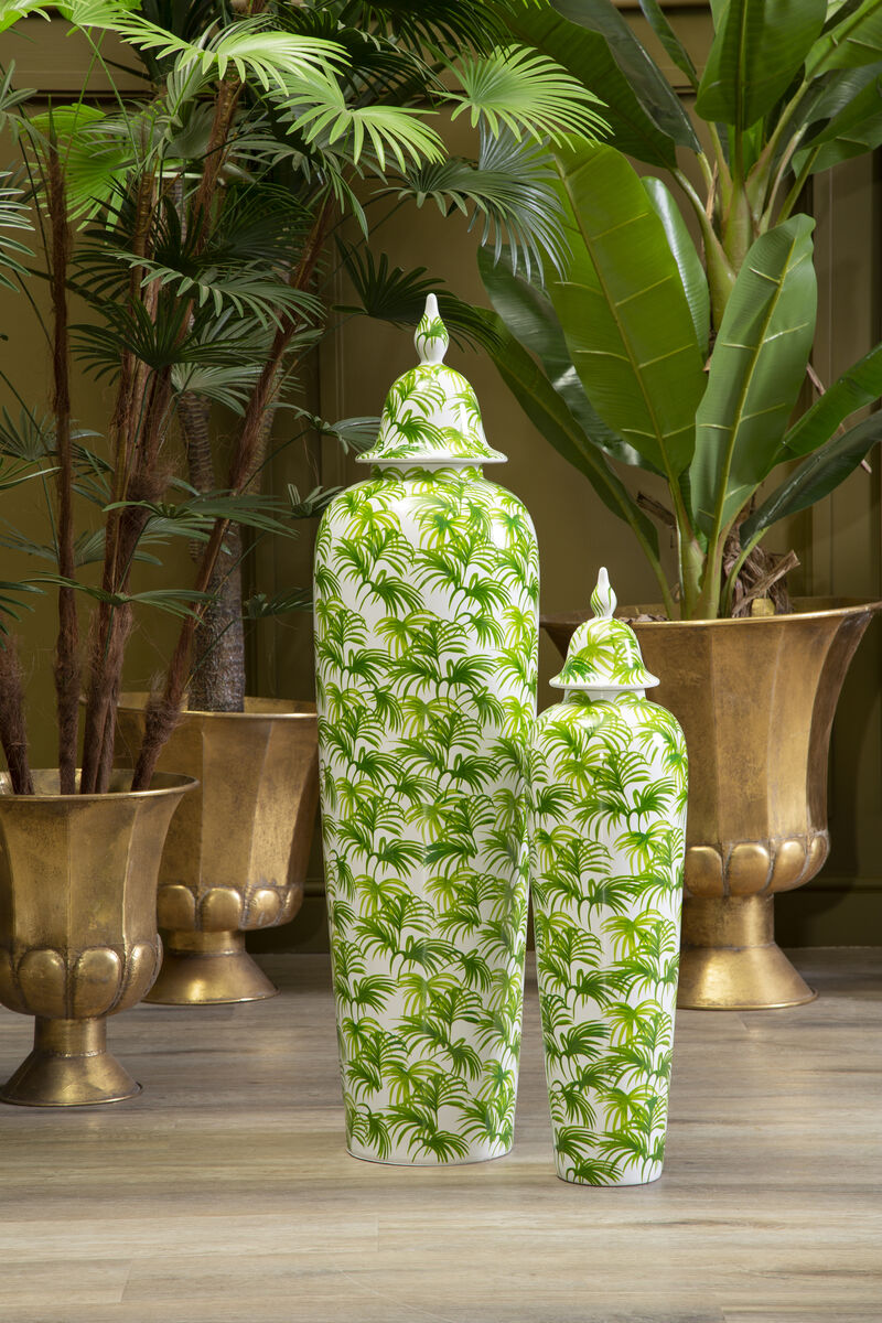 Small Botanic Jar in Green and White