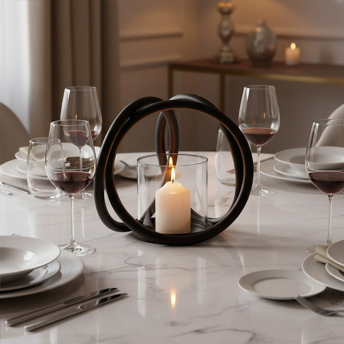 Small Matte Black Candle Holder