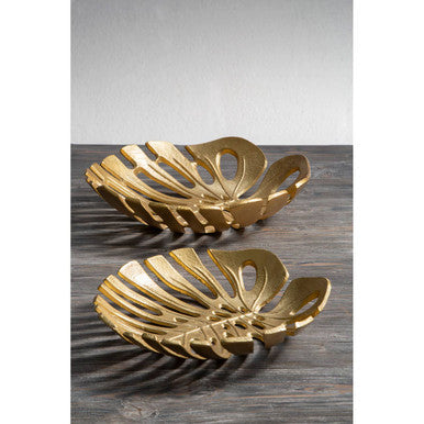 Small Gold Leaf Dish Monstera Design