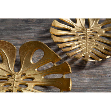 Small Gold Leaf Dish Monstera Design