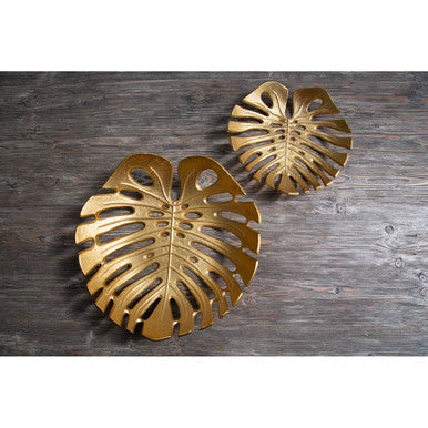 Small Gold Leaf Dish Monstera Design