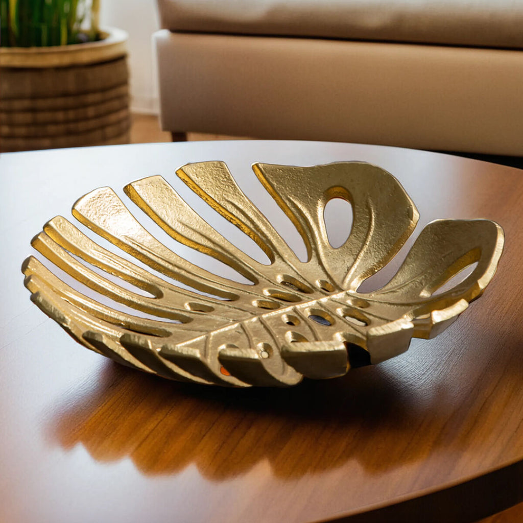 Small Gold Leaf Dish Monstera Design
