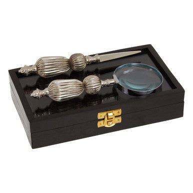 Magnifying Glass and Letter Opener Set with Box