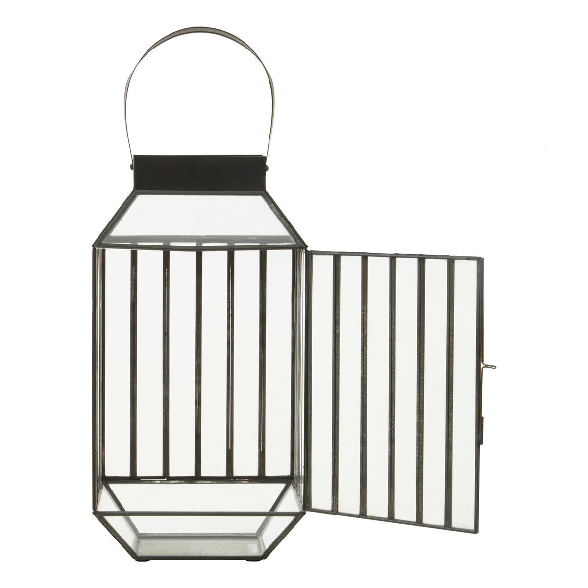 Small Black Lantern with Glass Panels
