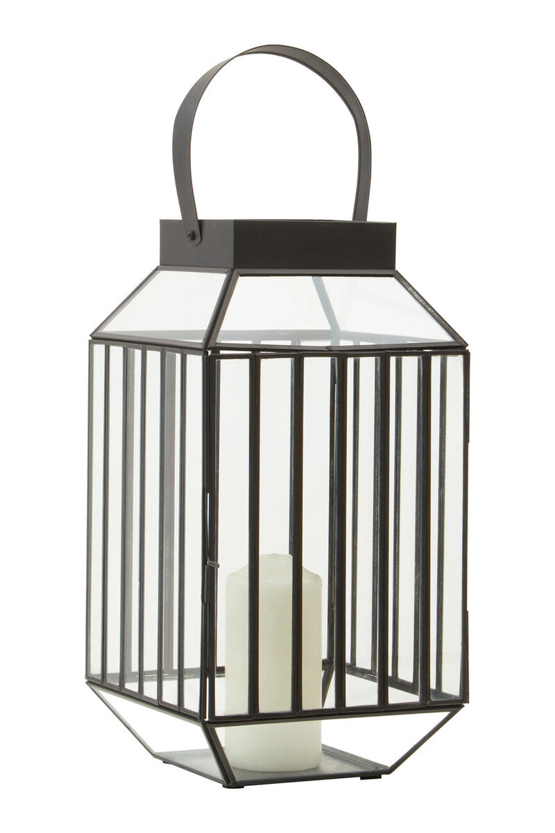 Small Black Lantern with Glass Panels