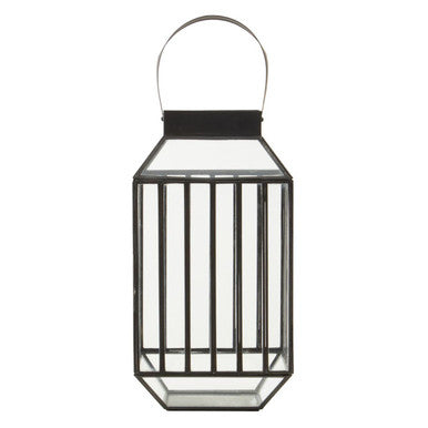 Small Black Lantern with Glass Panels