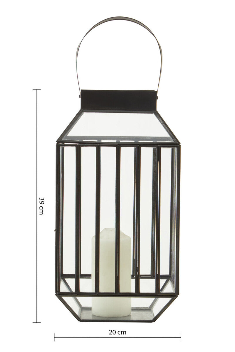 Small Black Lantern with Glass Panels
