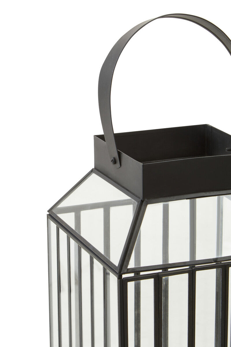 Small Black Lantern with Glass Panels