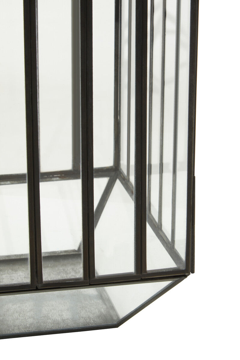 Small Black Lantern with Glass Panels