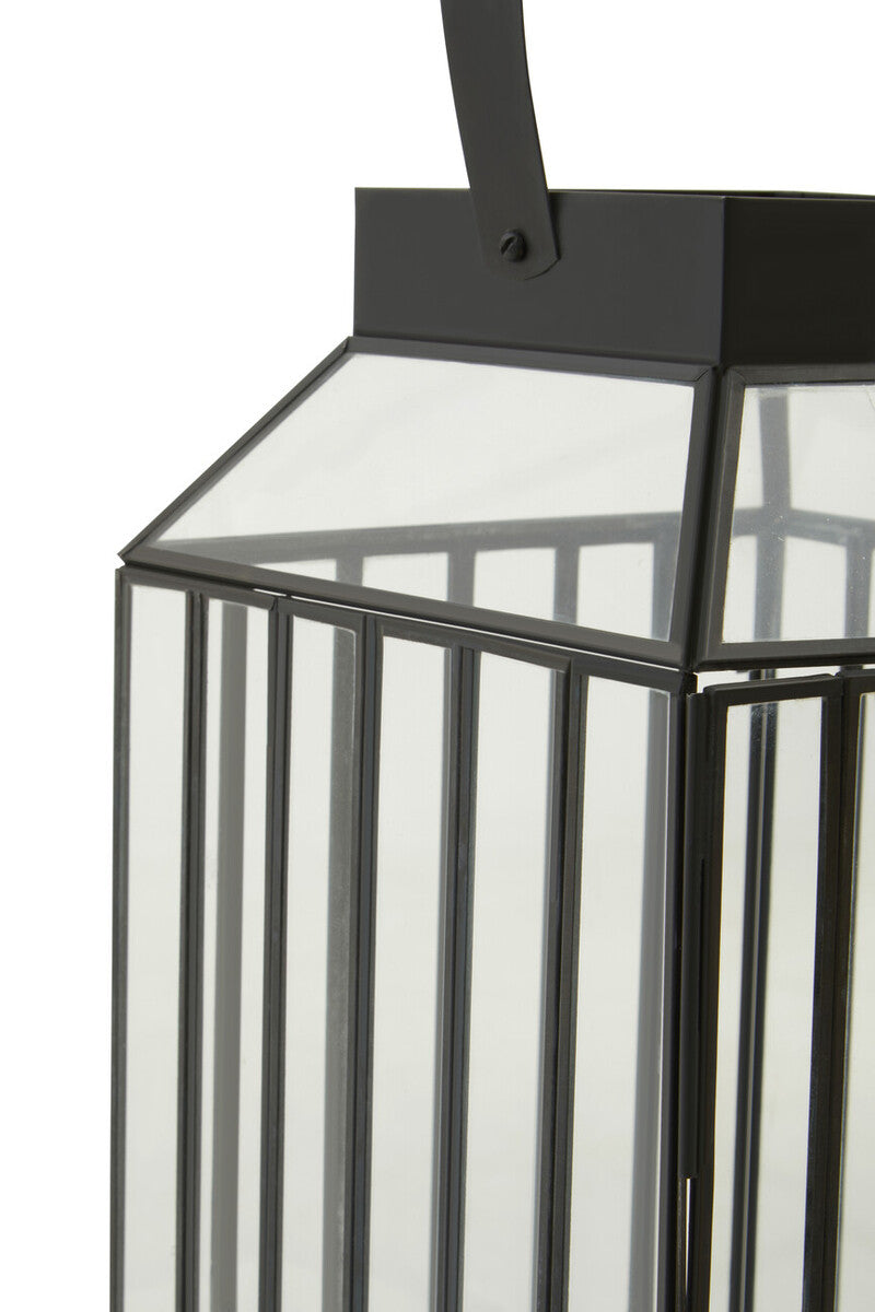 Small Black Lantern with Glass Panels