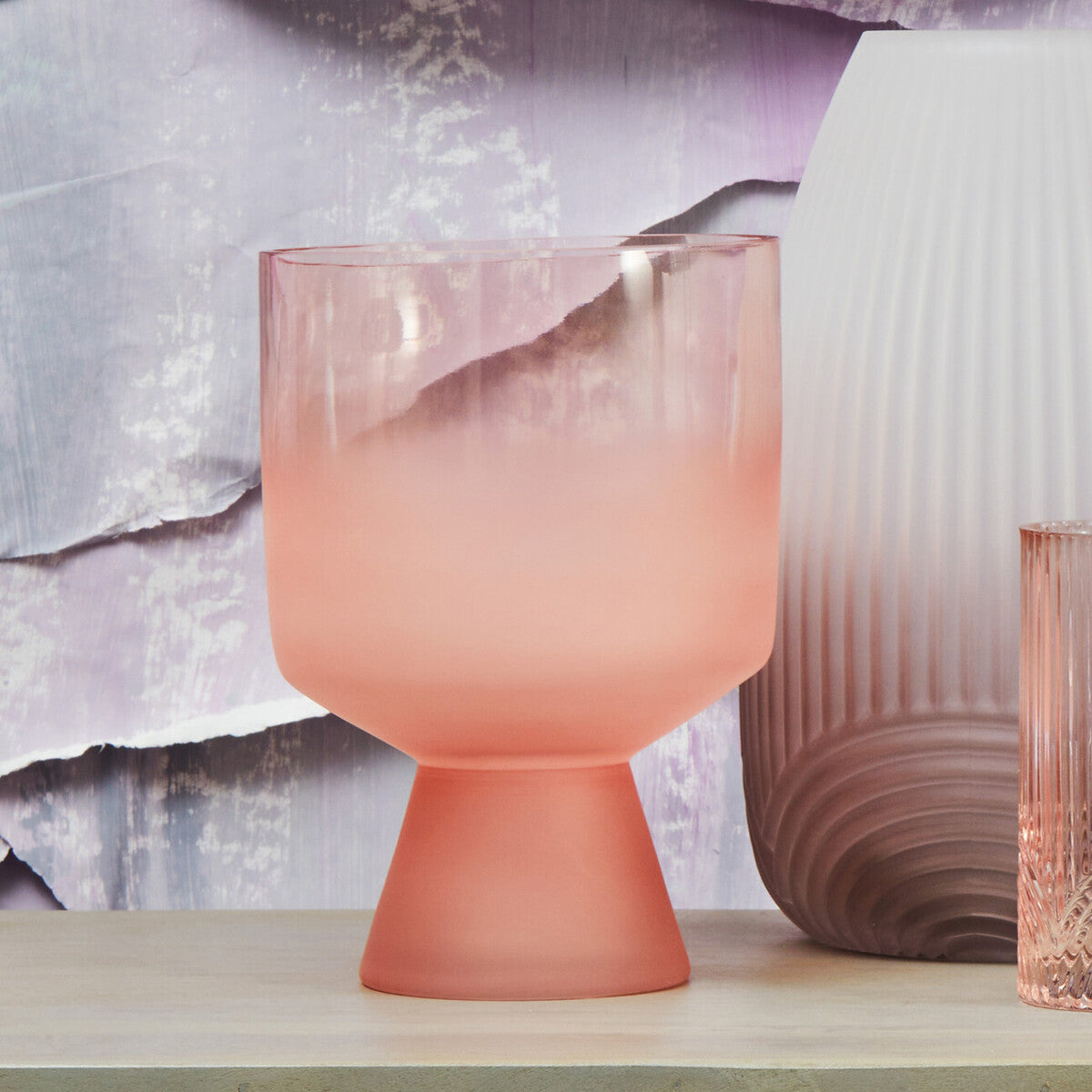 Large Matte Pink Glass Vase