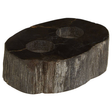Petrified Wood Tealight Holder for Two