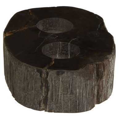 Petrified Wood Tealight Holder for Two