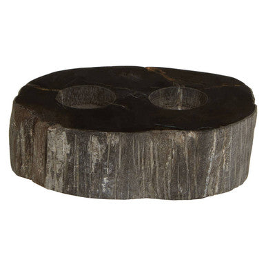 Petrified Wood Tealight Holder for Two