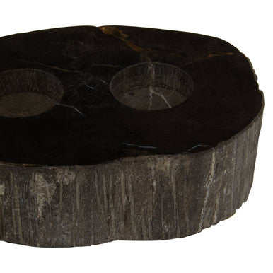 Petrified Wood Tealight Holder for Two
