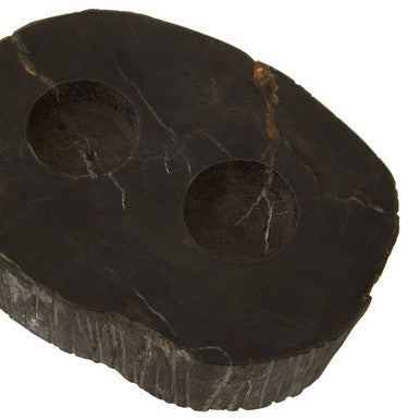 Petrified Wood Tealight Holder for Two