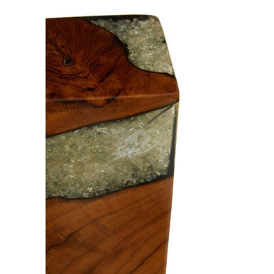 Set of 2 Black Teak and Resin Bookends