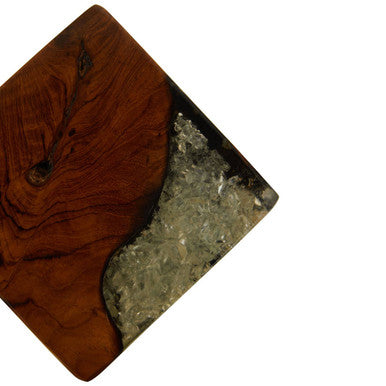 Set of 2 Black Teak and Resin Bookends