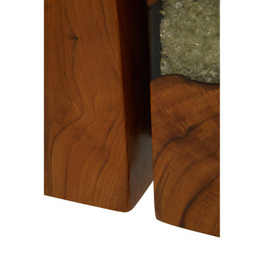 Set of 2 Black Teak and Resin Bookends