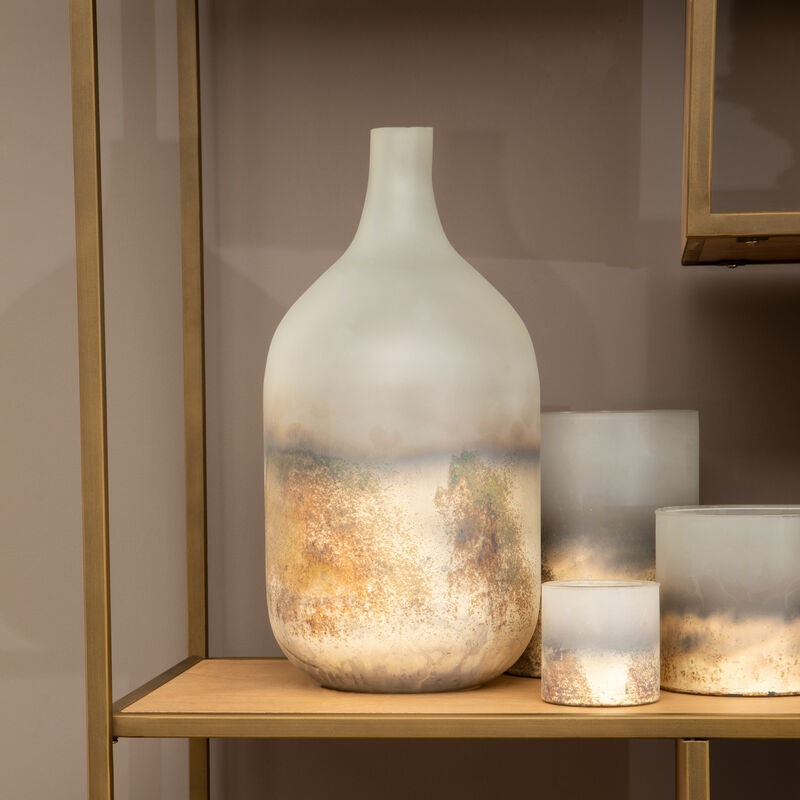 Silver Glass Vase with Tapered Neck