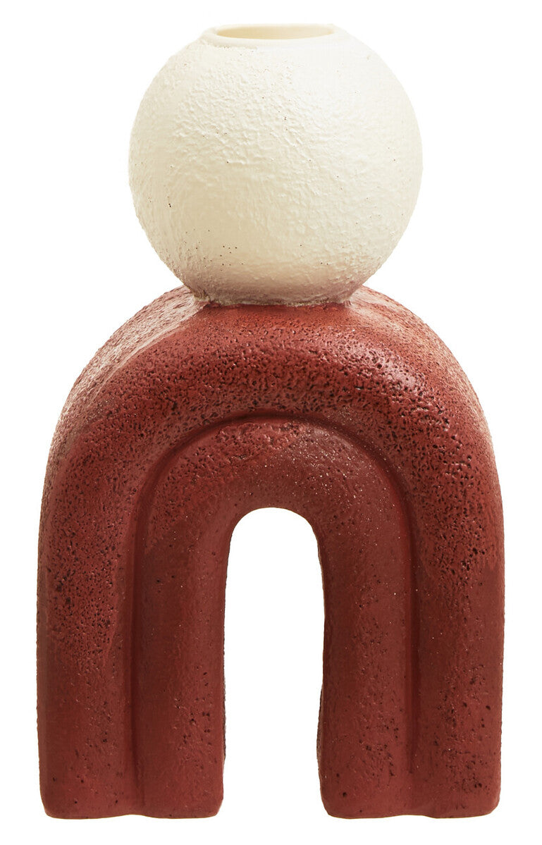 Red and Cream Candle Holder