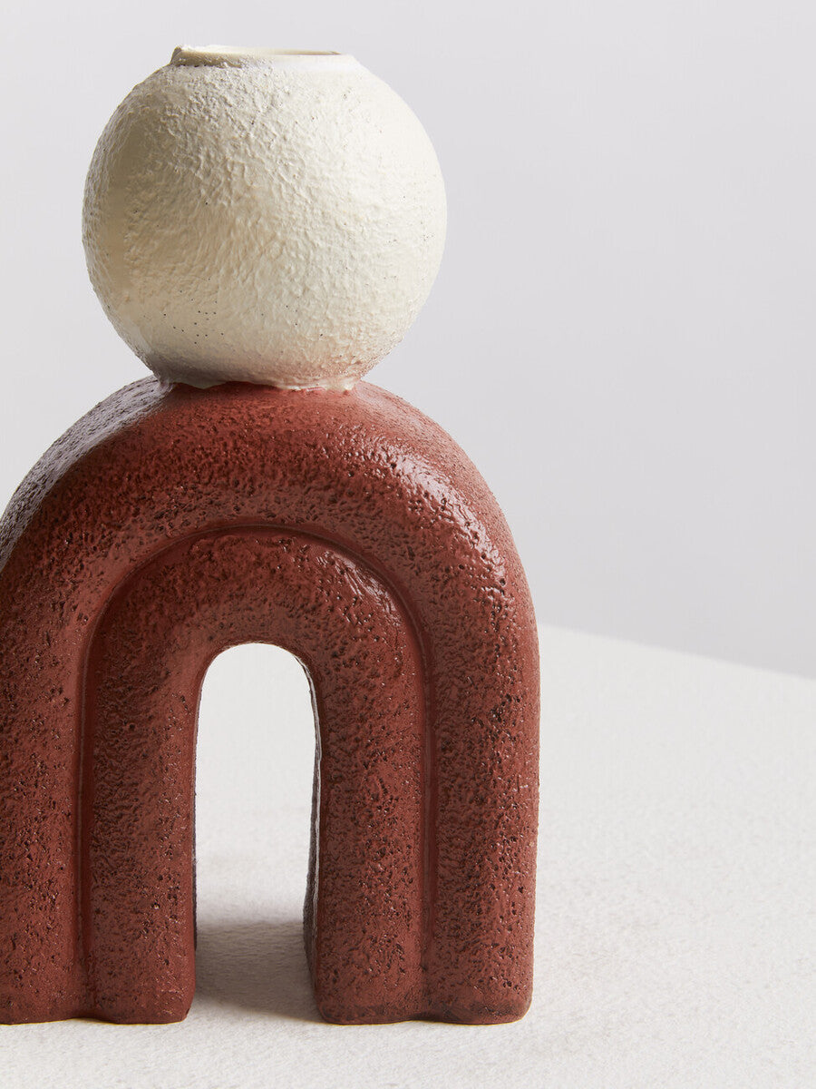 Red and Cream Candle Holder