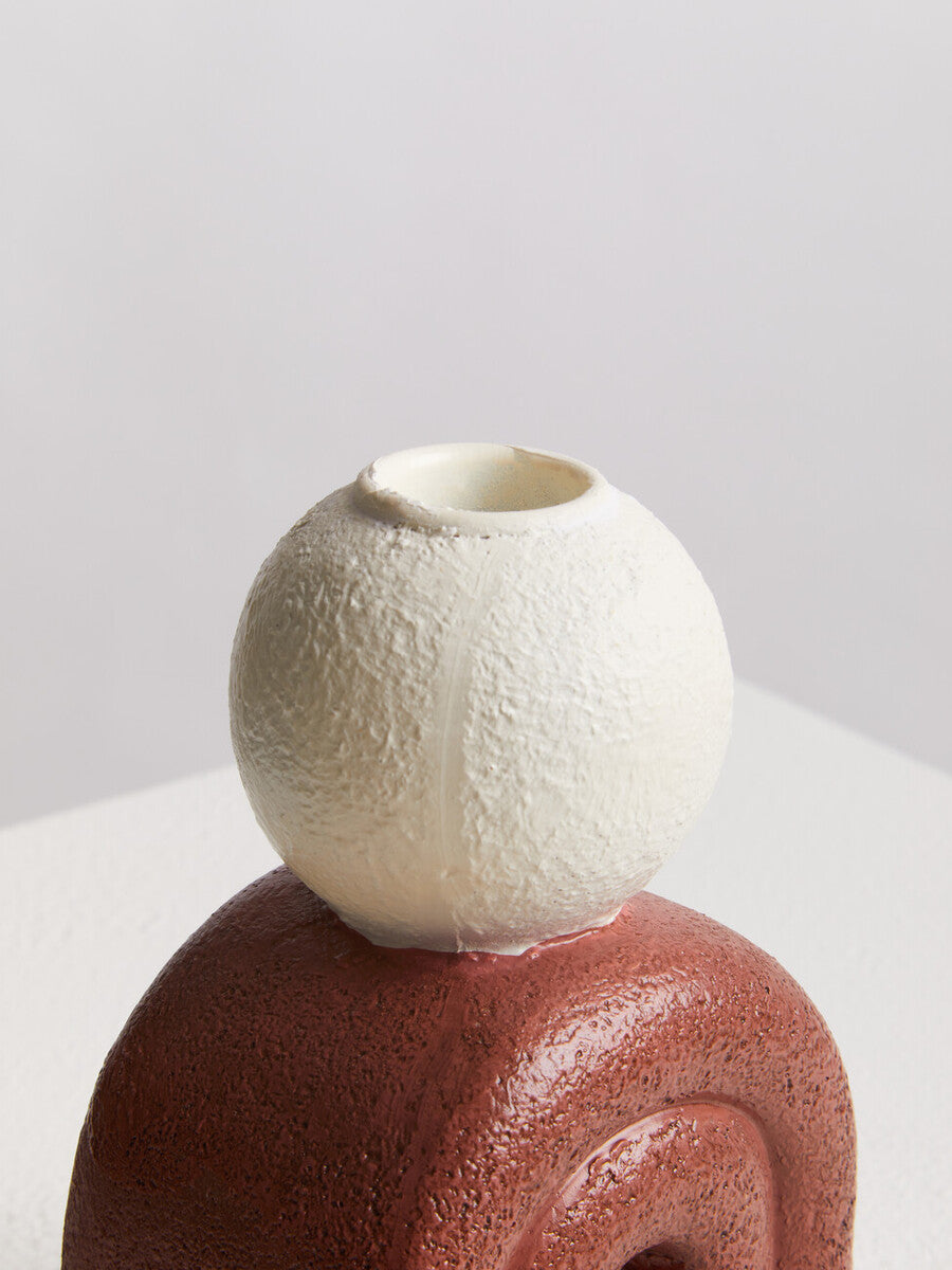 Red and Cream Candle Holder