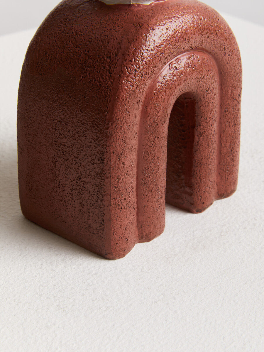 Red and Cream Candle Holder
