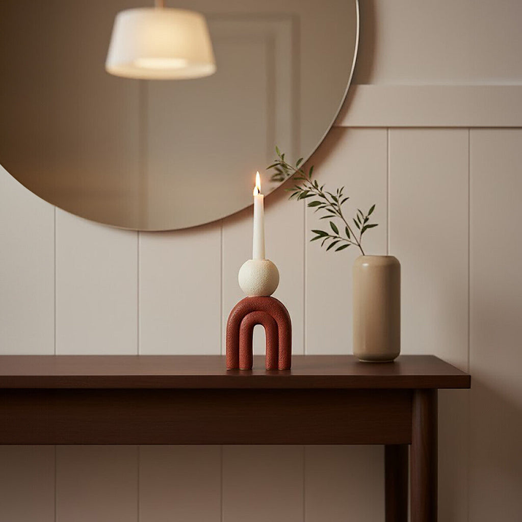 Red and Cream Candle Holder