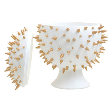 Large Decorative Storage Box in White and Gold