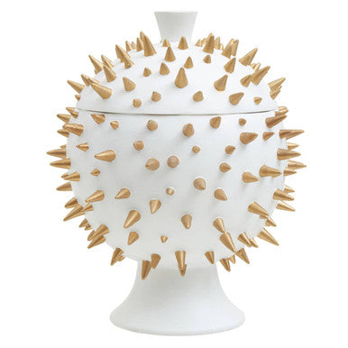 Large Decorative Storage Box in White and Gold