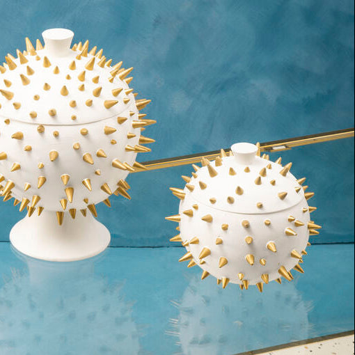 Large Decorative Storage Box in White and Gold