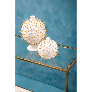 Large Decorative Storage Box in White and Gold